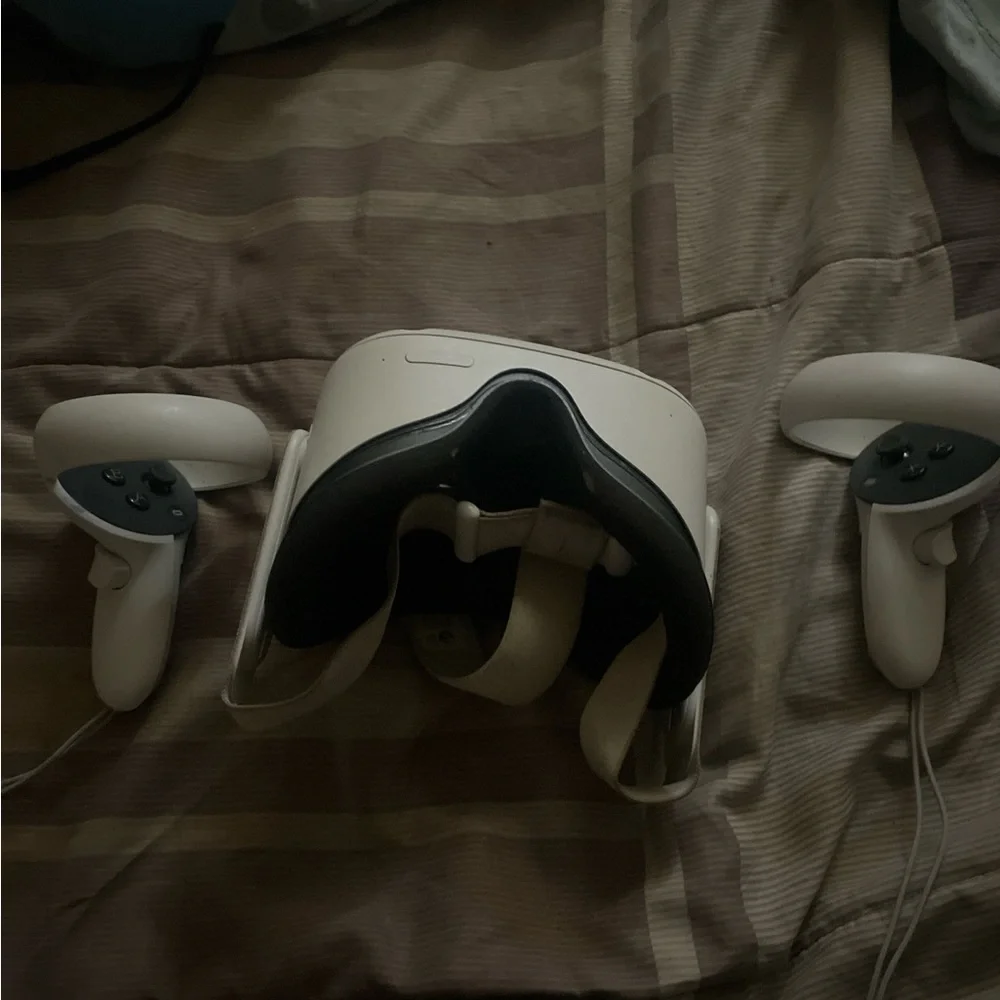 White VR Headset with Controllers